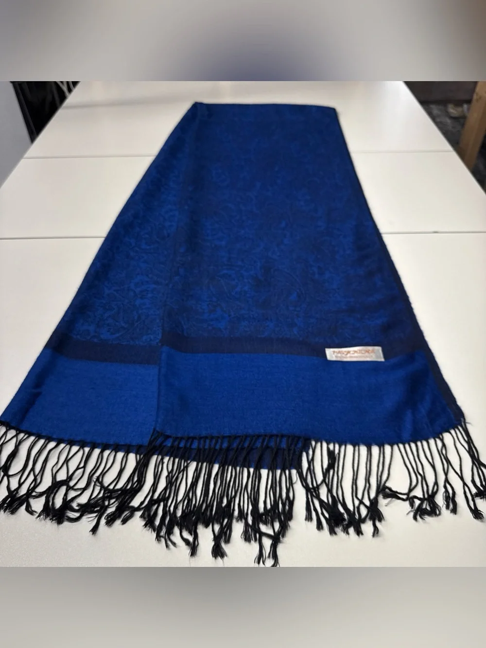 Pashmina Scarf Wrap Shawl Throw Blue‎ Paisley Fringe 26